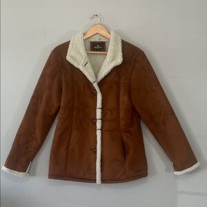 Resort Brown Faux Suede Teddy Jacket with Cream Sherpa Lining